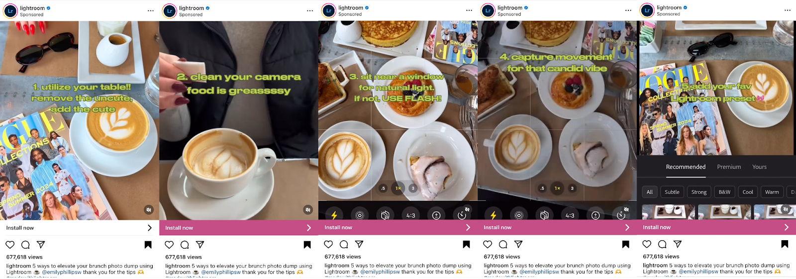 Advertising hinging on the photo dump format