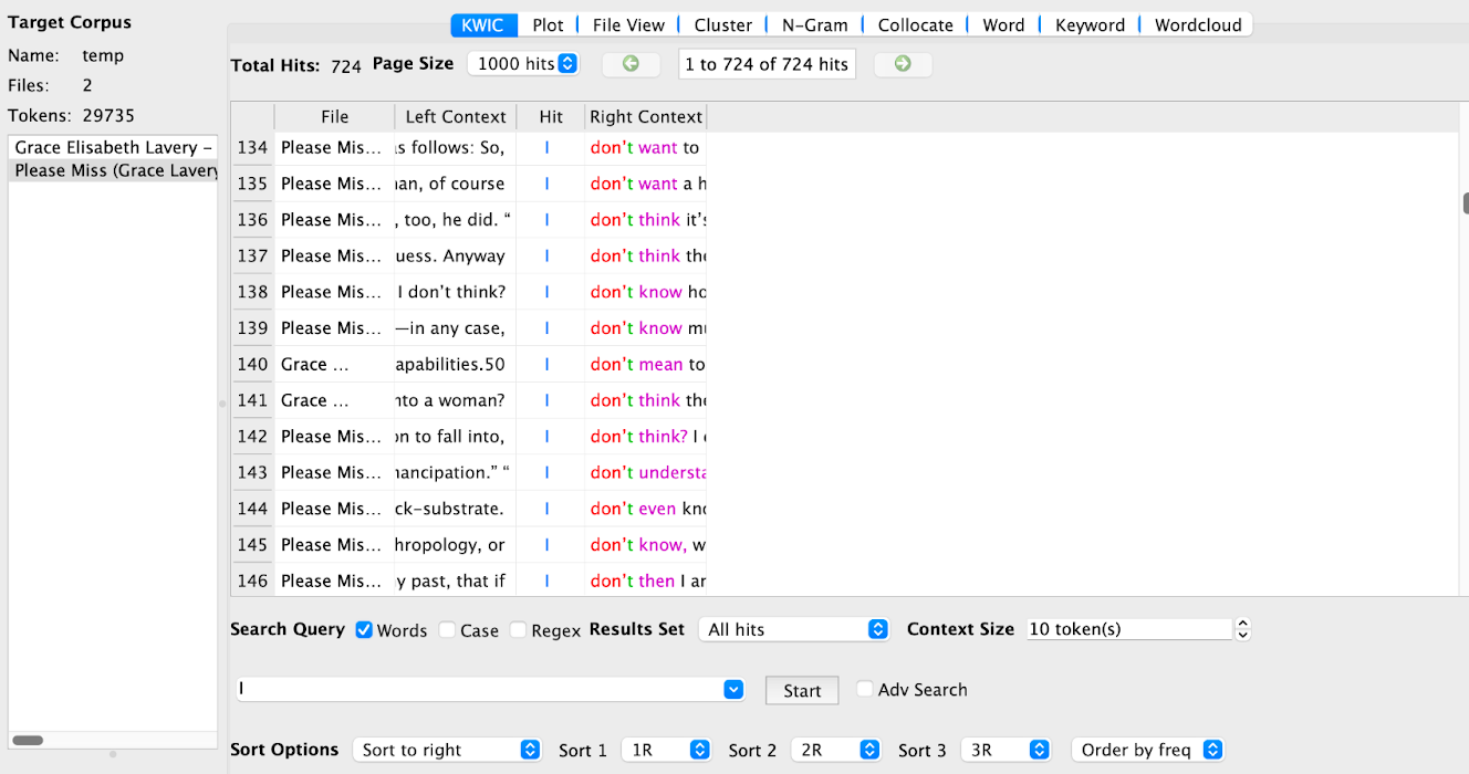Sample self-references with in-text context