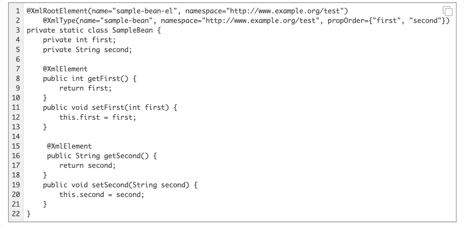 Code sample before redesign