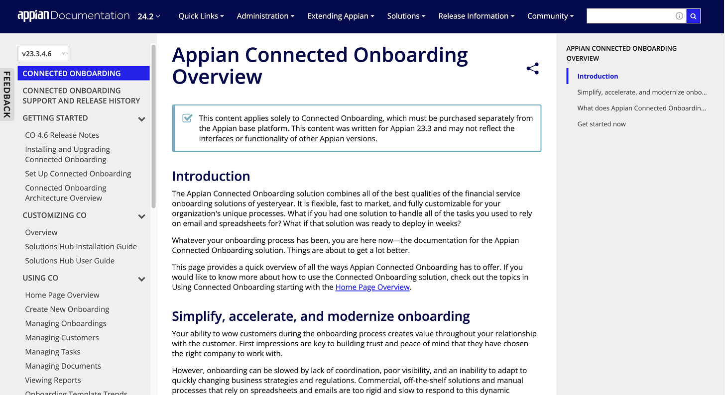 Appian Docs before redesign