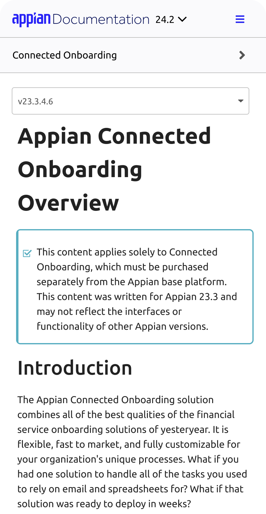 Option A: dropdown for toggling product versions